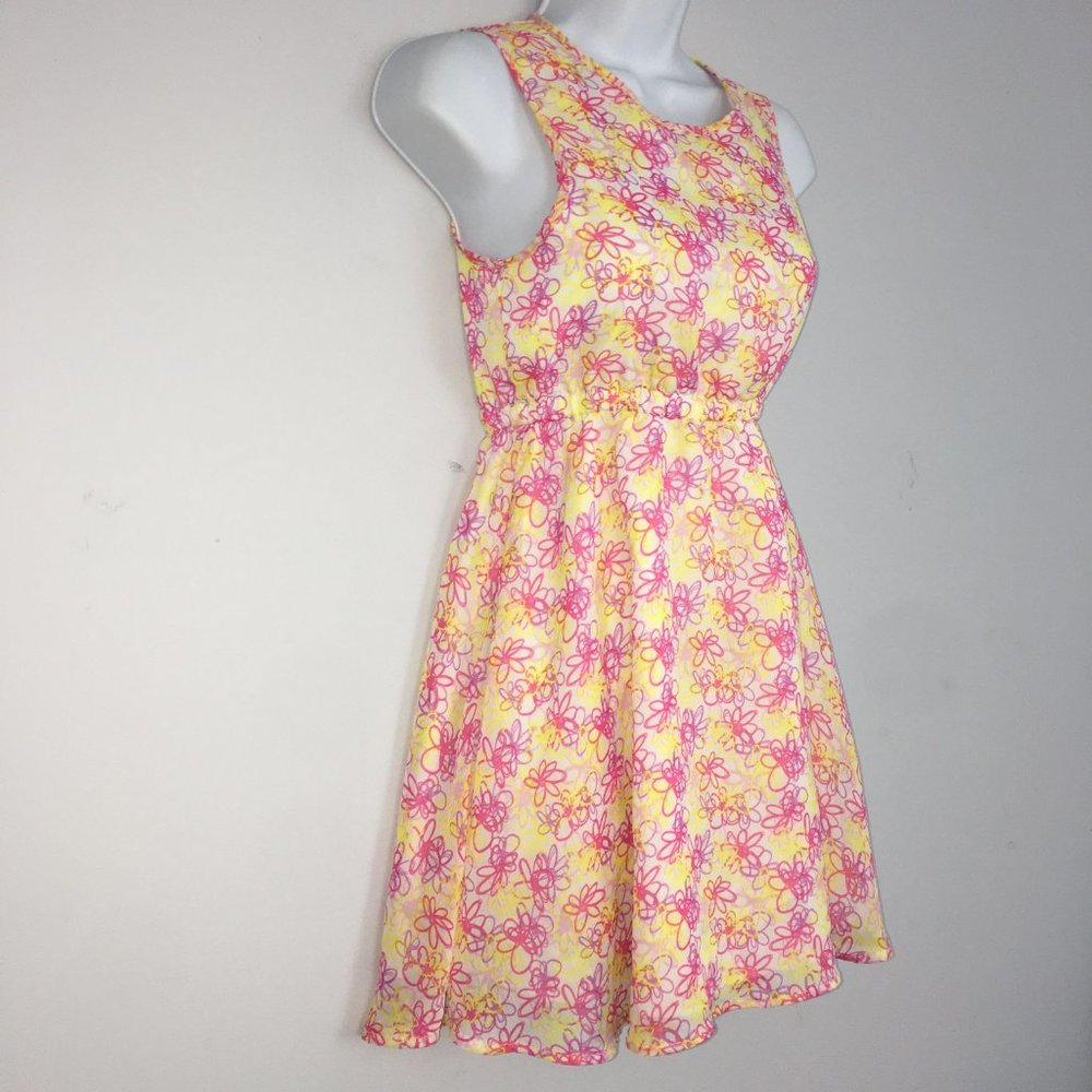 DKNY Girls L Dress Multicolor Floral 100% Polyester Lightweight Lined Sundress - Picture 3 of 9